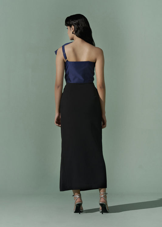 Strapless Bow dress with front slit skirt