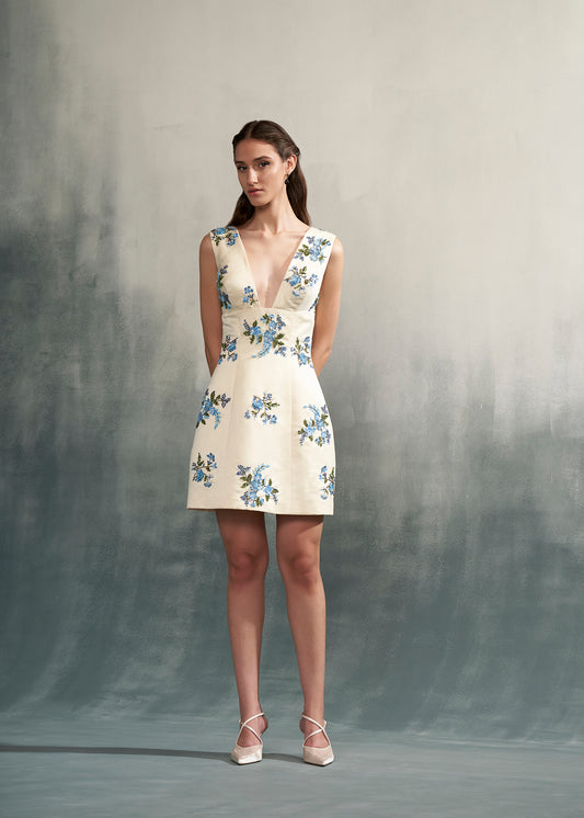 Floral Embroidered Mini Dress