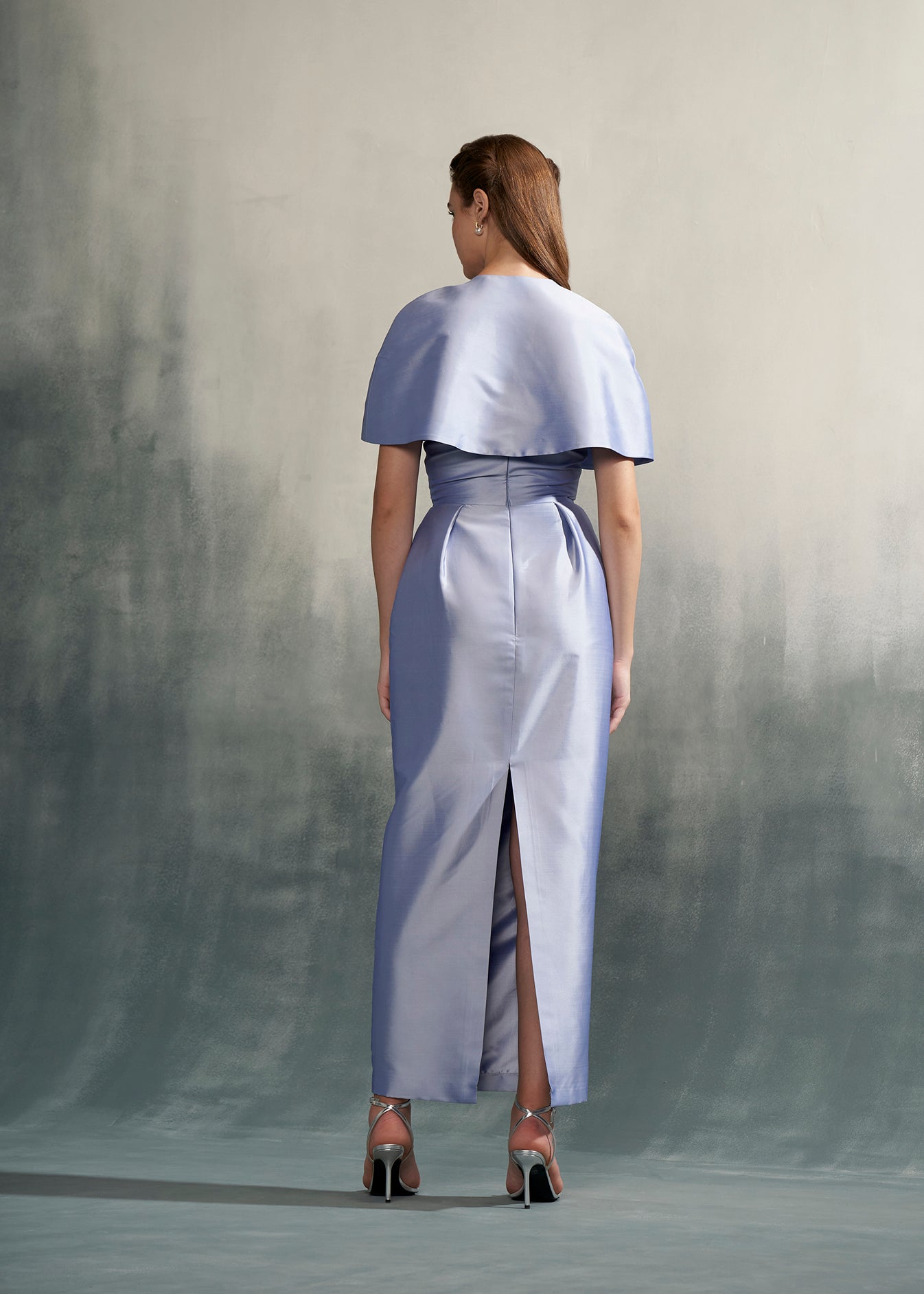 Embellished Maxi Dress With Cape