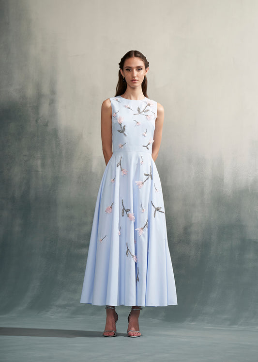 Embroidered Tea-Length Dress