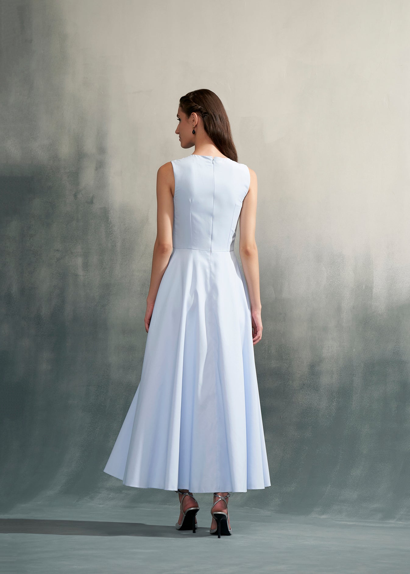 Embroidered Tea-Length Dress