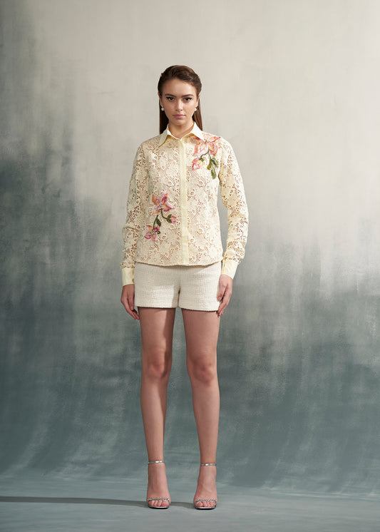 Embroidered Floral Lace Shirt