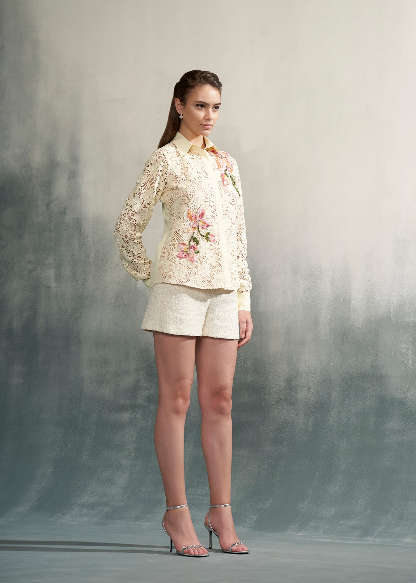 Embroidered Floral Lace Shirt