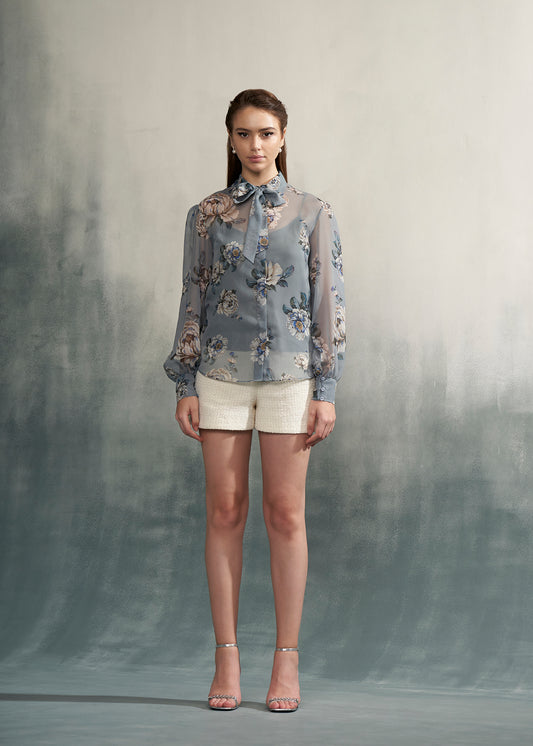 Ivory Textured Shorts