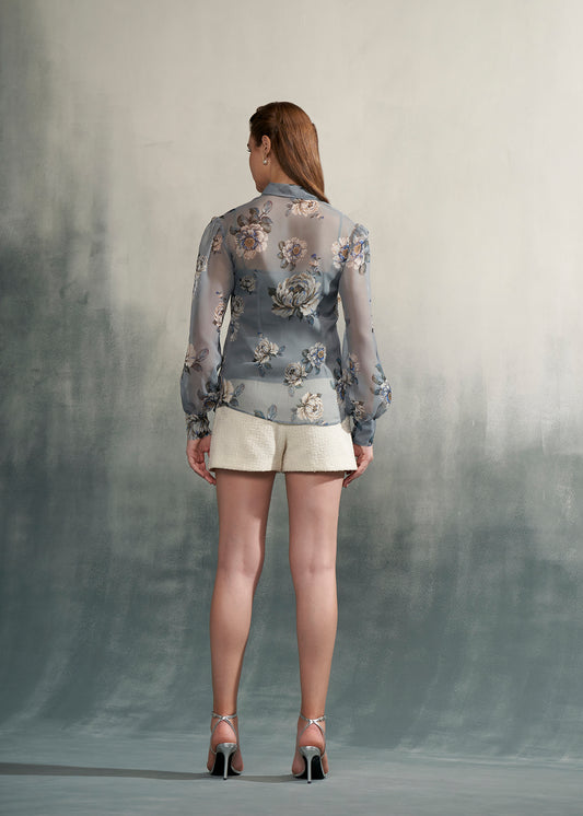 Ivory Textured Shorts
