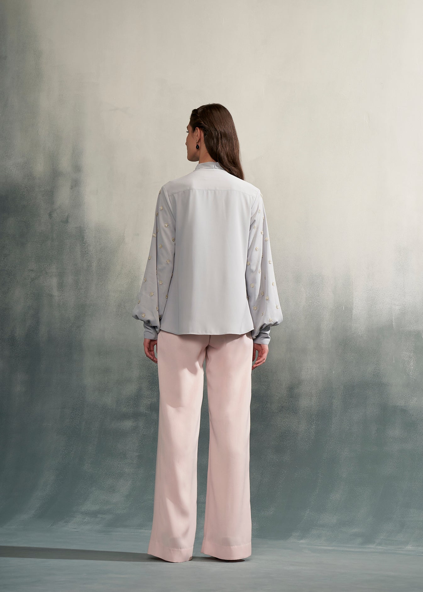 Embroidered Bow Tie-Up Shirt