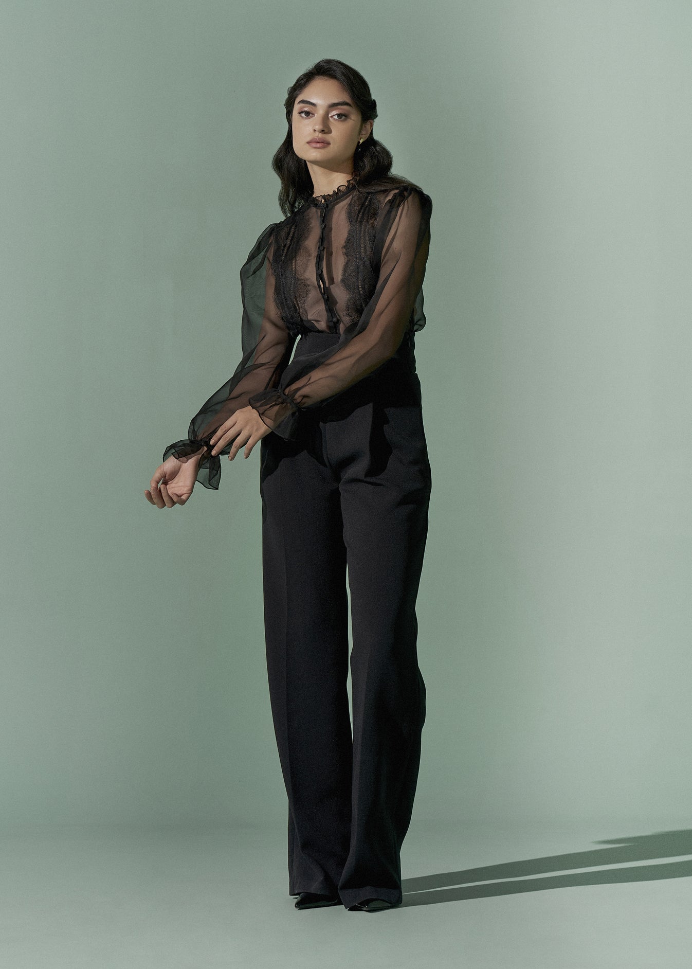 Organza Blouse with lace detailing