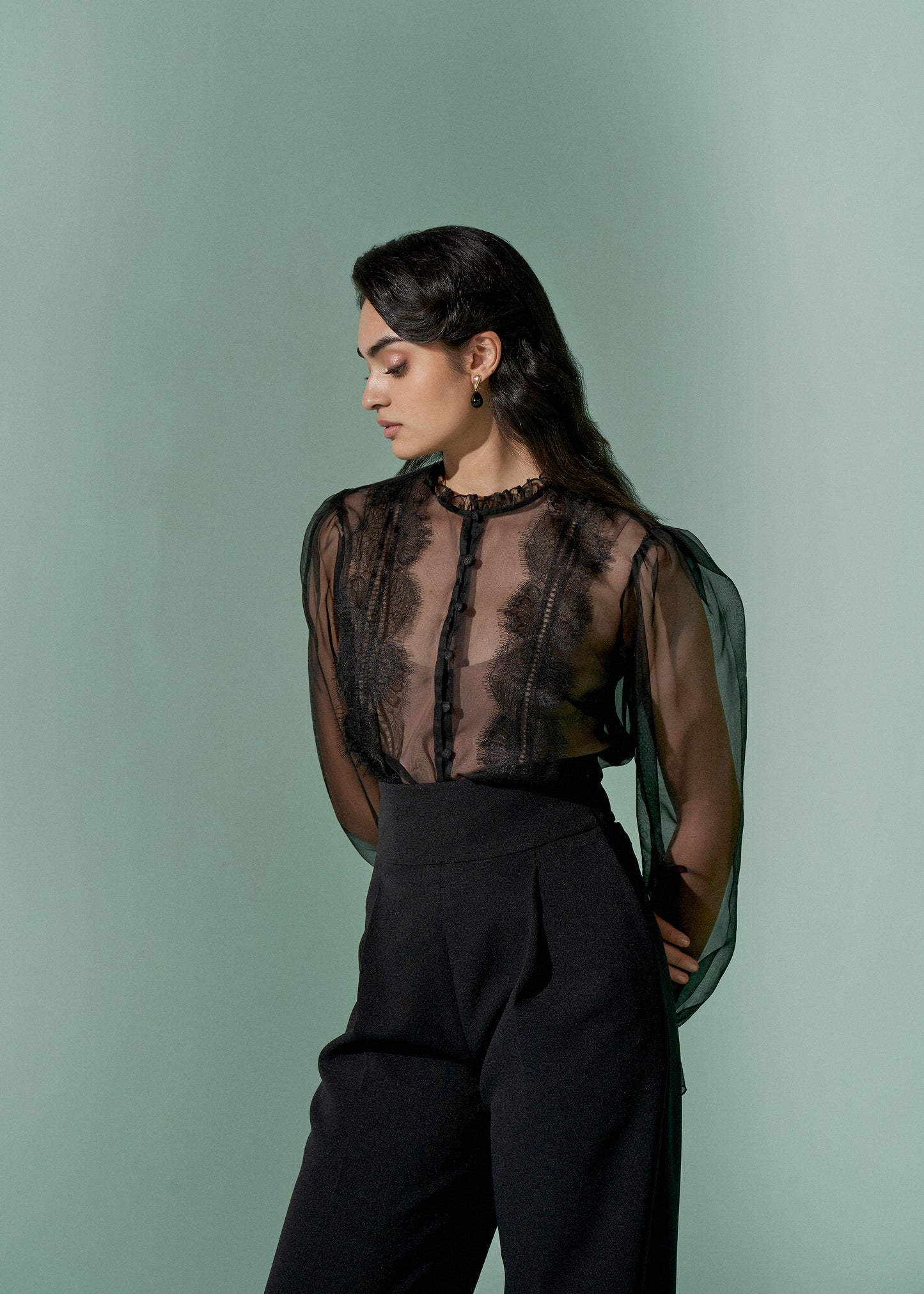 Organza Blouse with lace detailing