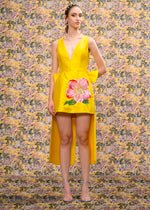 Plunge Neck Embroidered  Dress