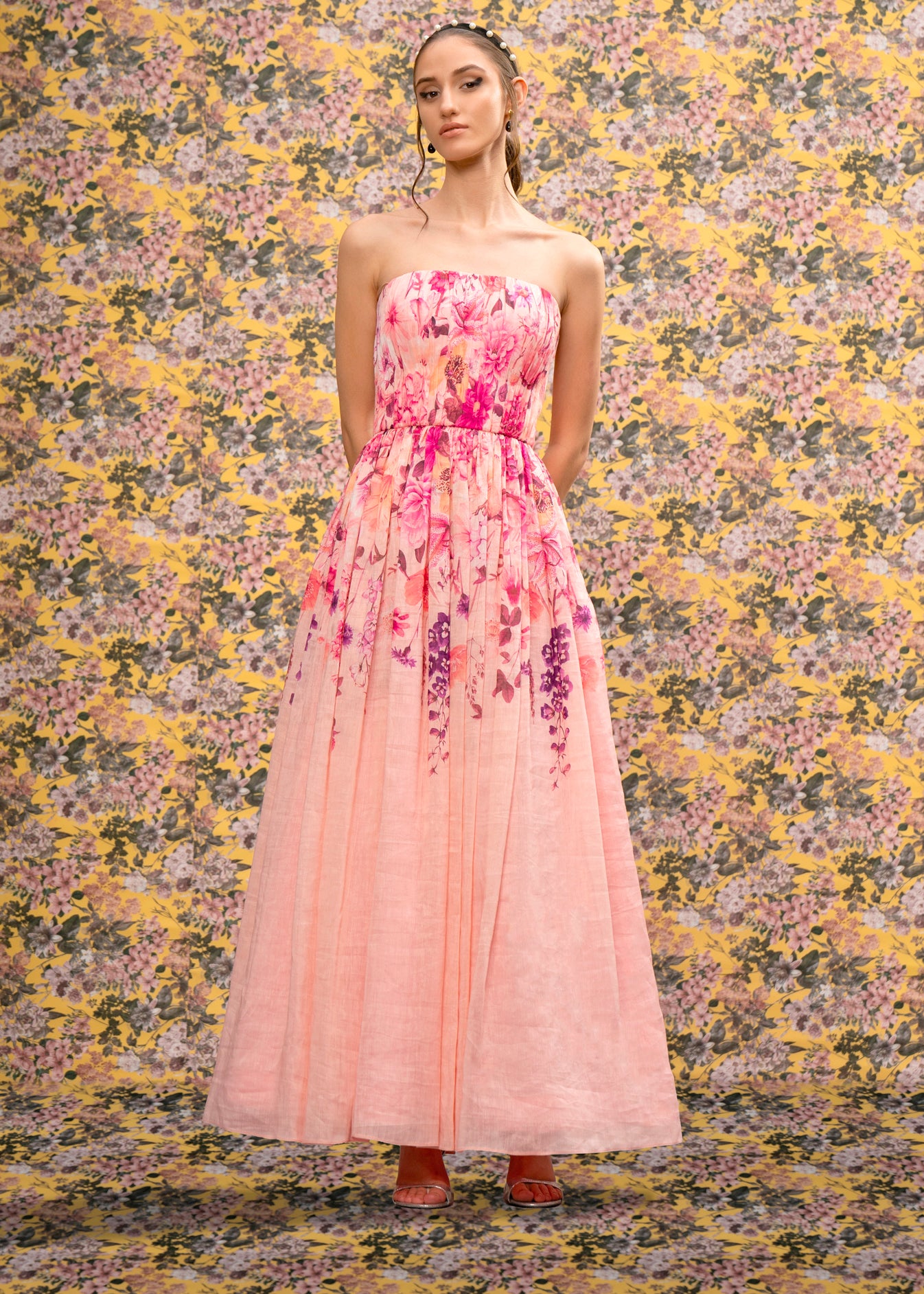 Strapless Printed Dress