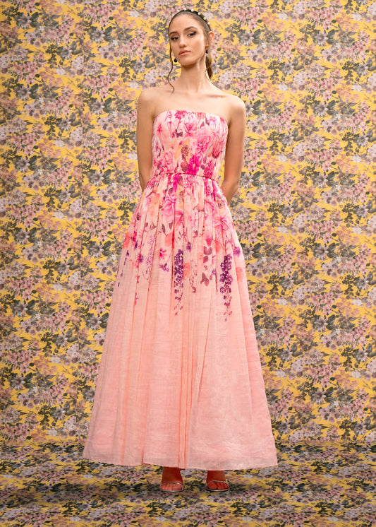 Strapless Printed Dress