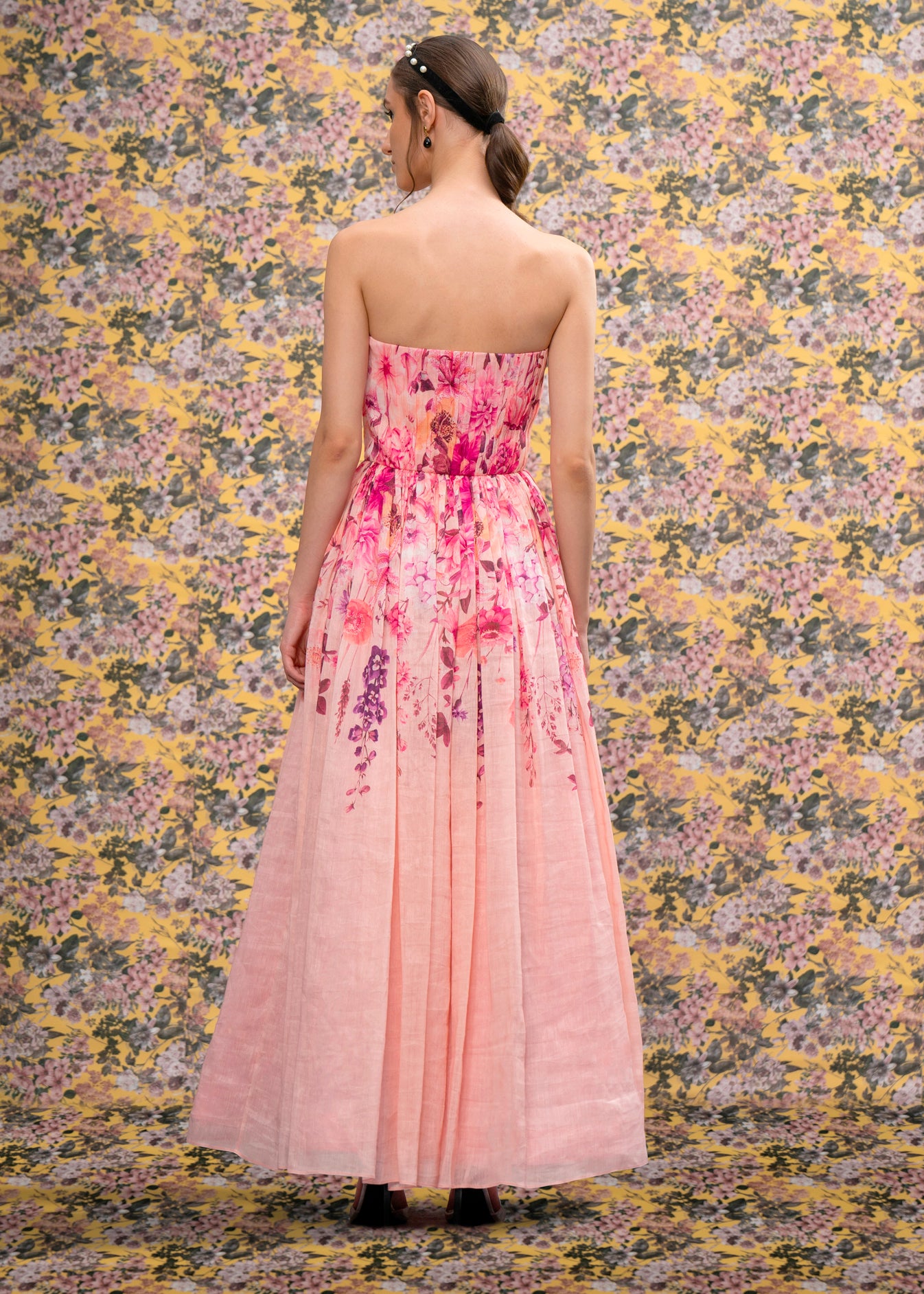 Strapless Printed Dress