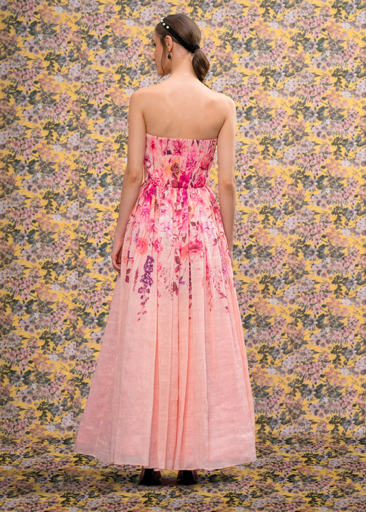 Strapless Printed Dress