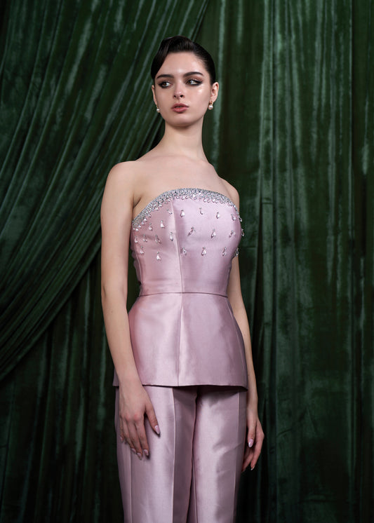 Strapless Embellished  Top