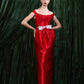 Off-Shoulder Satin Gown With Contrast Bow Detail