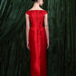 Off-Shoulder Satin Gown With Contrast Bow Detail