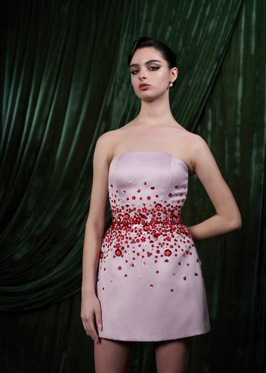 Embellished Strapless Mini Dress