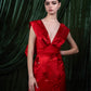 Embroidered Satin Mini Dress With Sash Detail