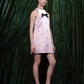Embellished Satin Halter Mini Dress With Bow