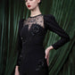 Embellished Lace Yoke Midi Dress With Flounce Hem