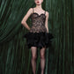 Lace Bodice Mini Dress With Sculpted Pleated Hem