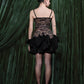 Lace Bodice Mini Dress With Sculpted Pleated Hem