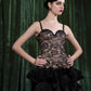 Lace Bodice Mini Dress With Sculpted Pleated Hem