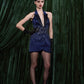 Embellished Satin Tuxedo Mini Dress