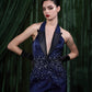 Embellished Satin Tuxedo Mini Dress