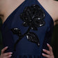 Embellished Rose Motif Halter Mini Dress
