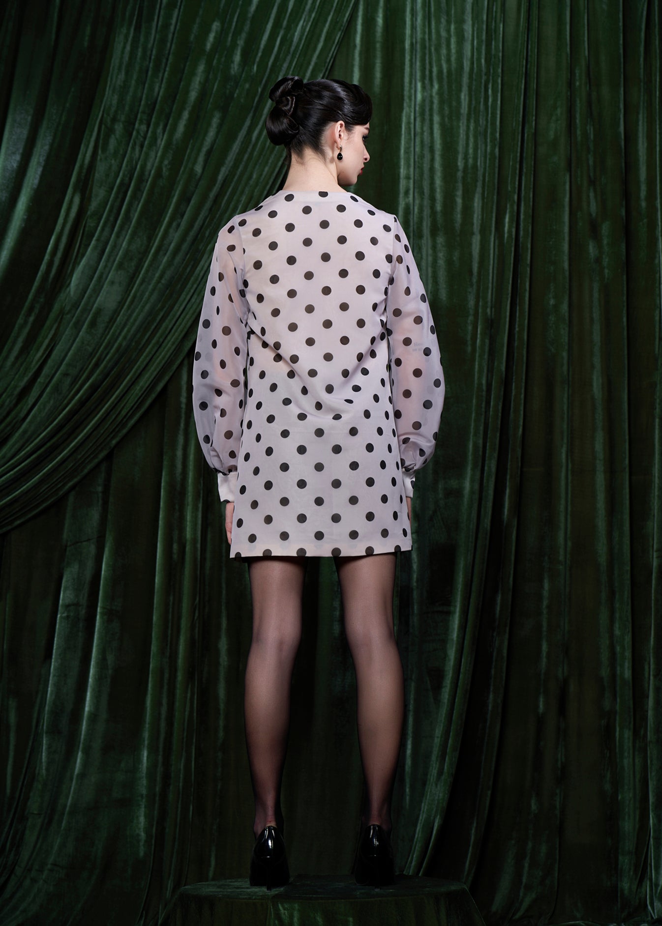 Polka Dot  Mini Dress With Bow