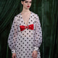Polka Dot  Mini Dress With Bow