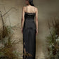 Black Drape Dress With Lace Detaling