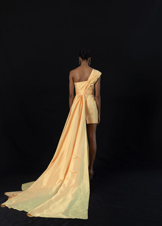 Mini One Shoulder Dress With Trail