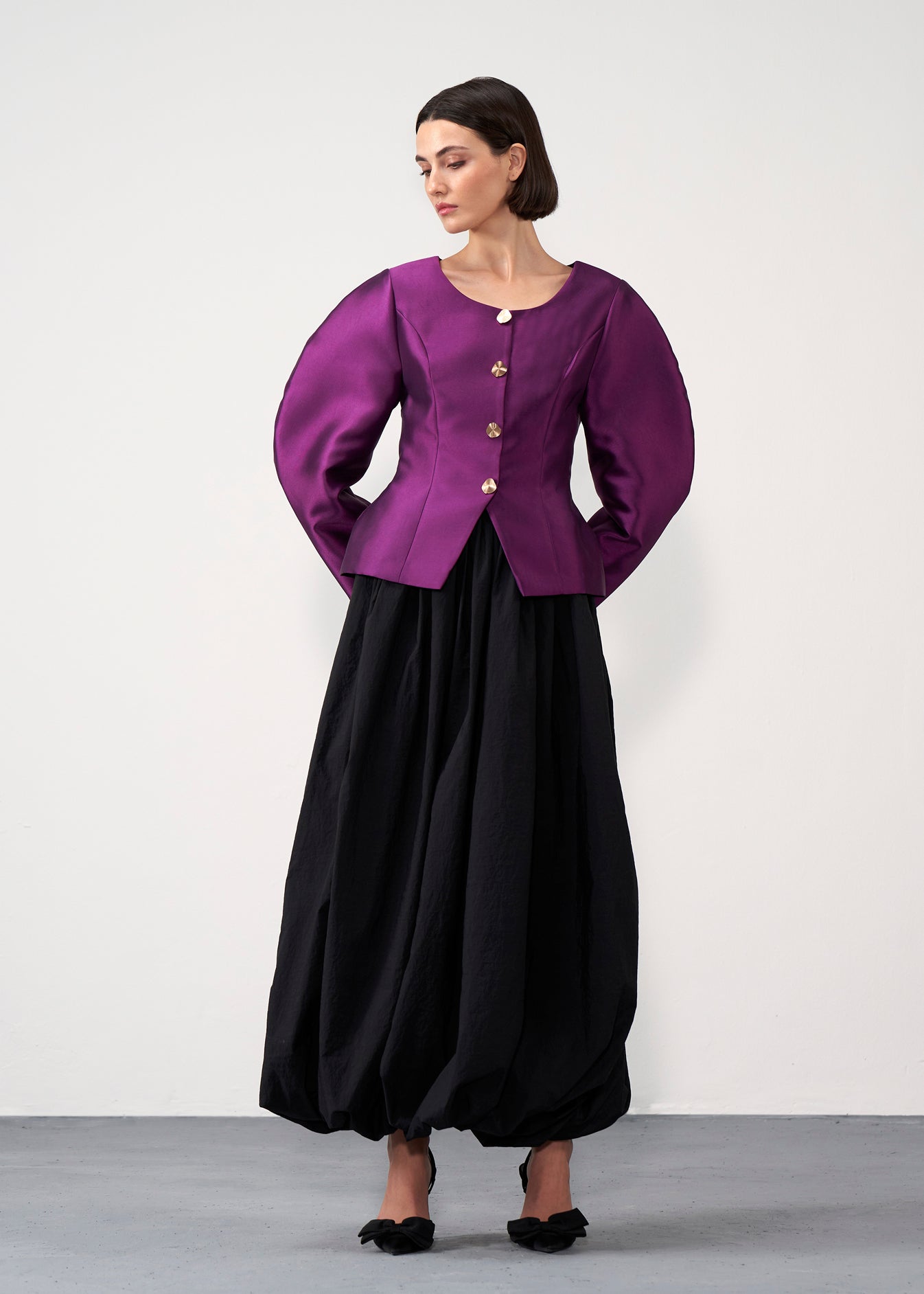 Sculpted Puff-Sleeve Blouse