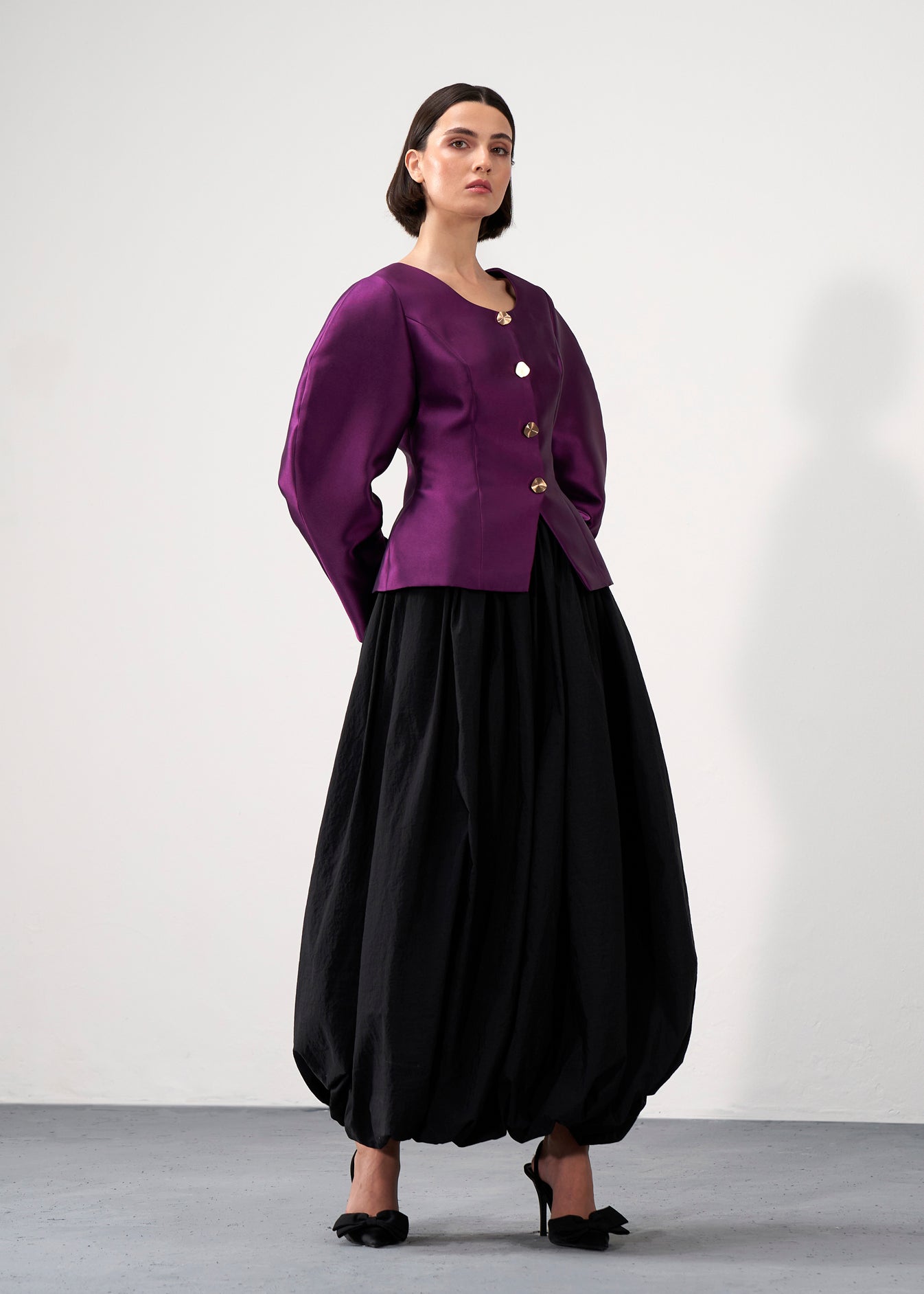 Sculpted Puff-Sleeve Blouse