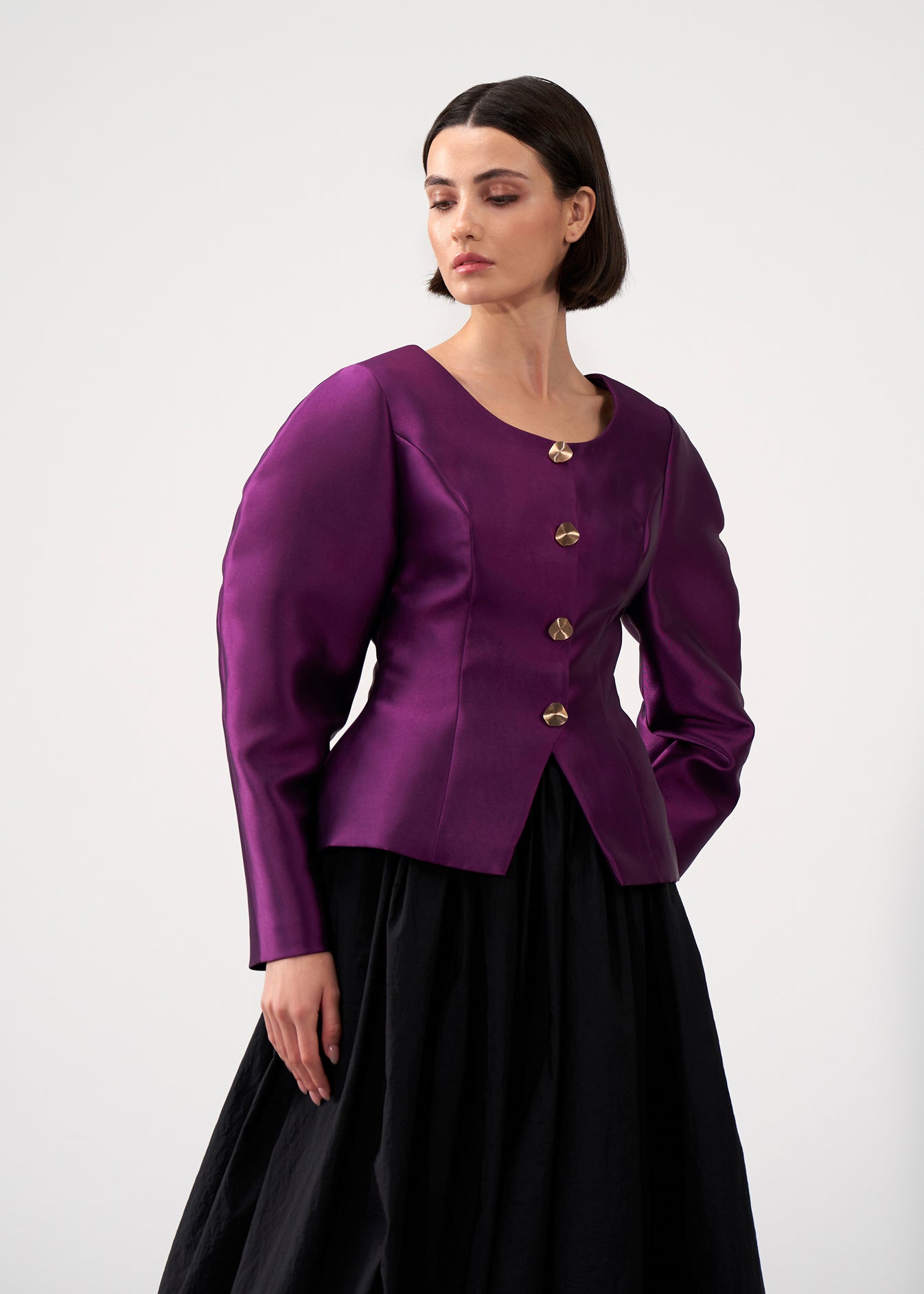 Sculpted Puff-Sleeve Blouse