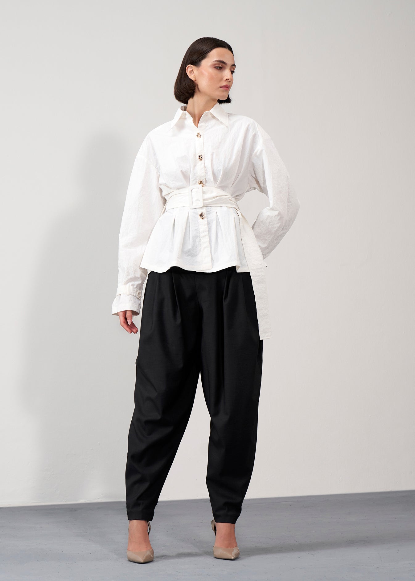 Belted Peplum Shirt