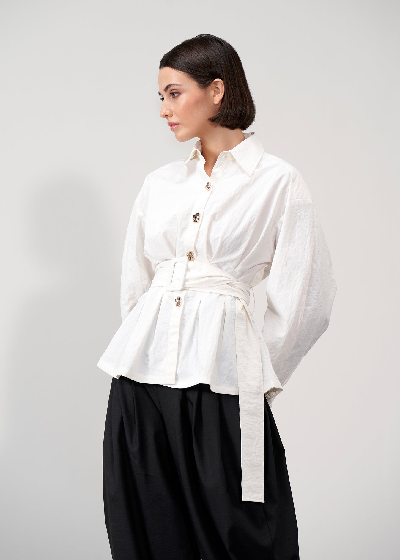 Belted Peplum Shirt