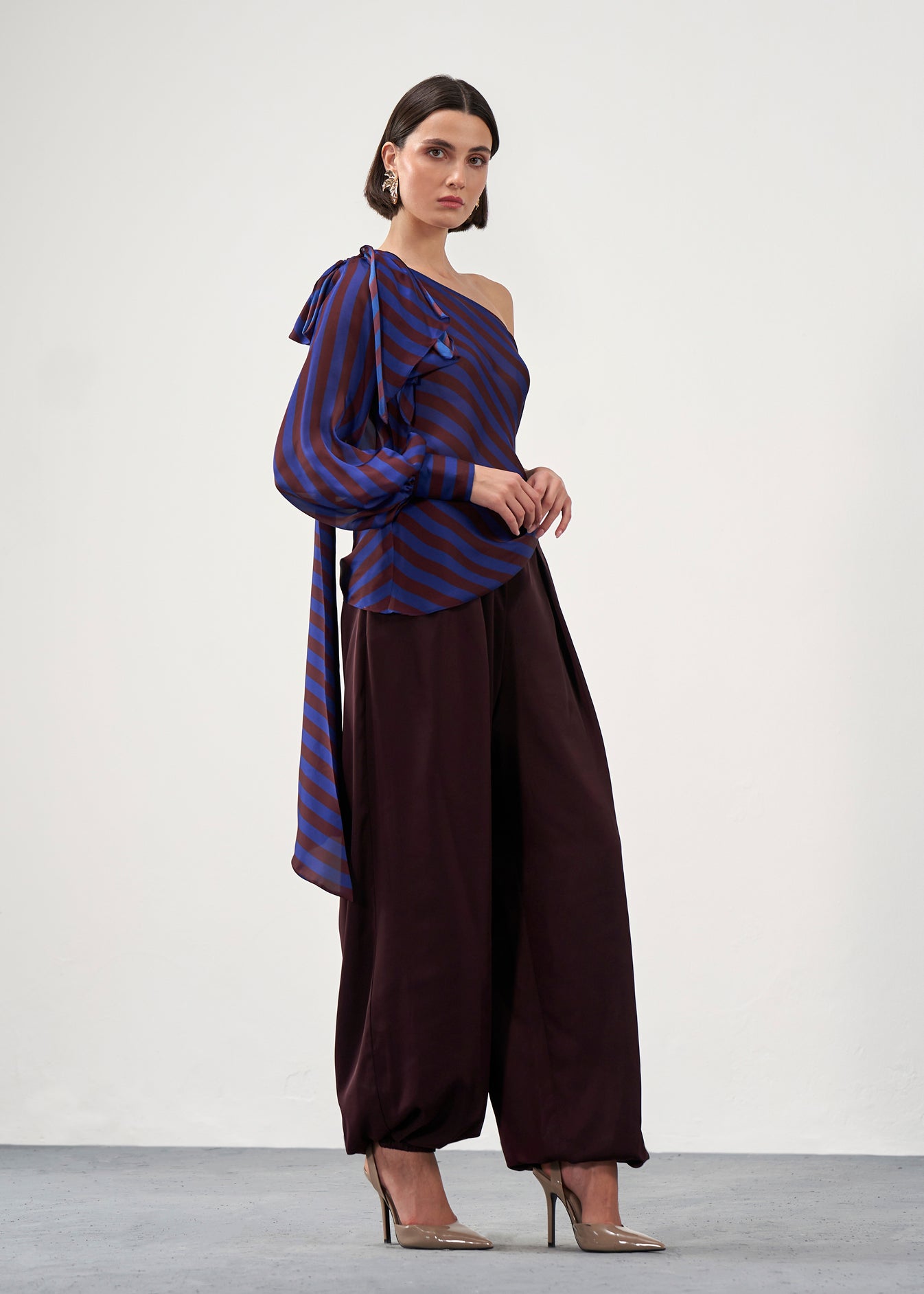 One-Shoulder Draped Blouse