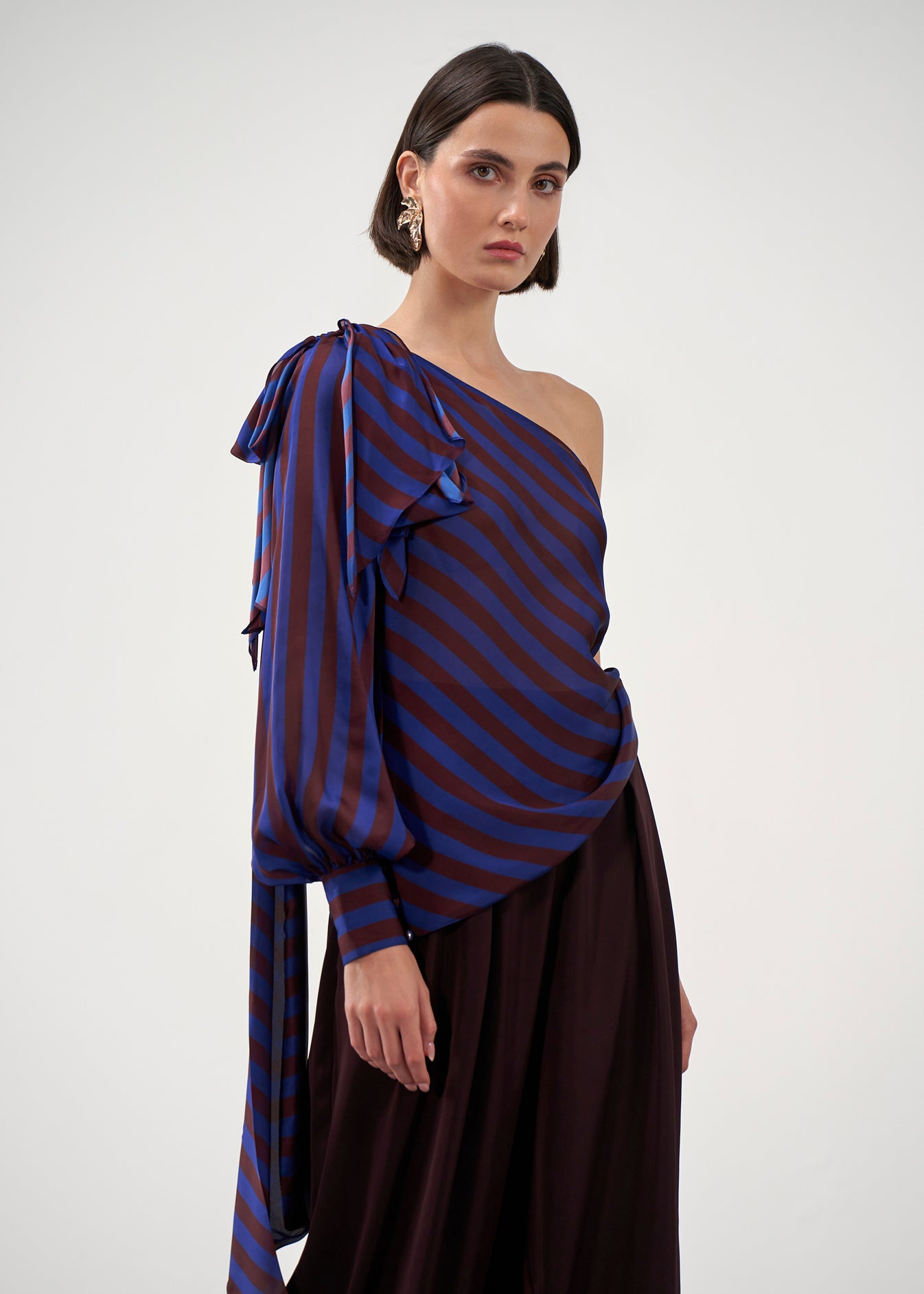 One-Shoulder Draped Blouse