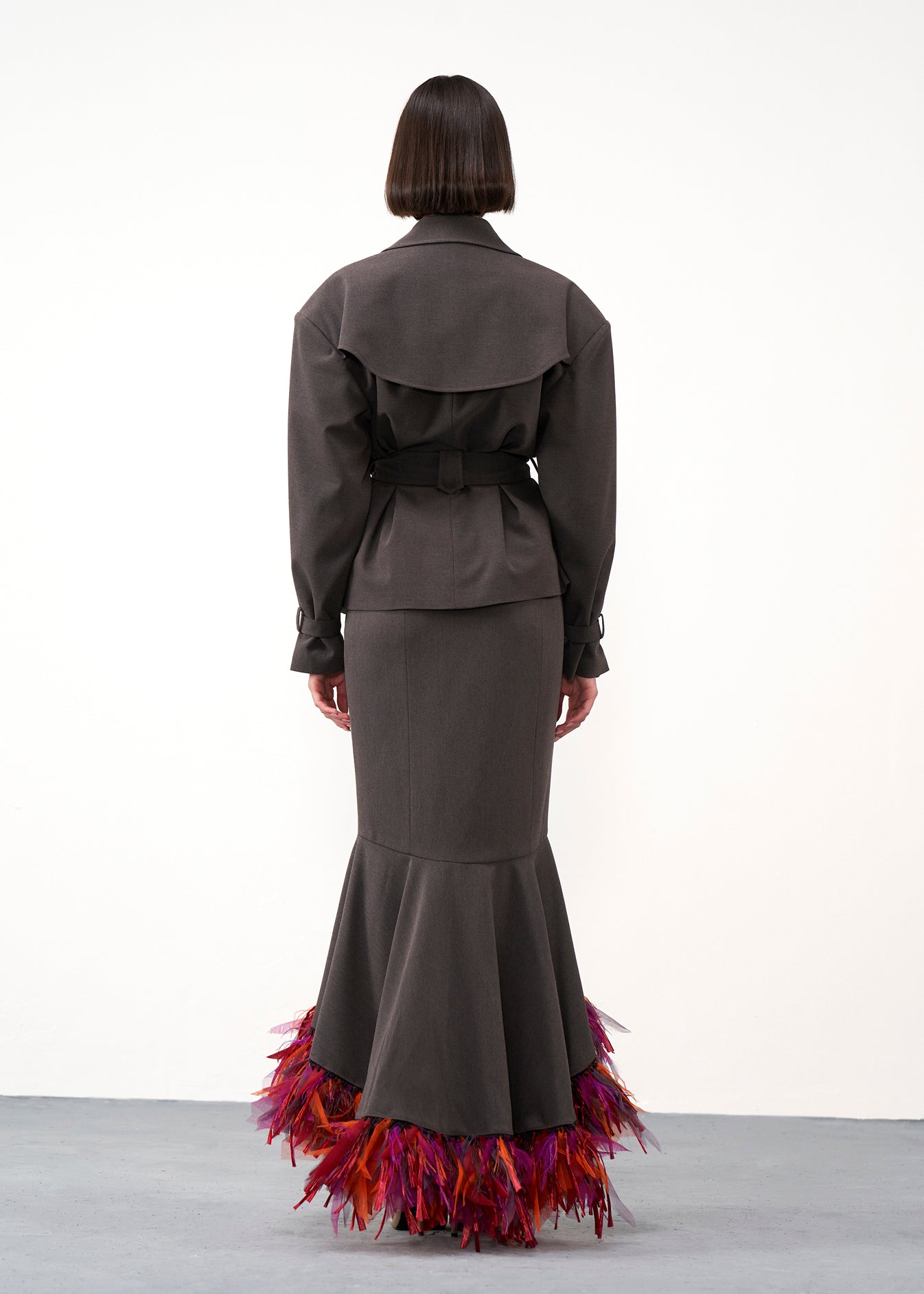 Feather-Hem Fishtail Skirt