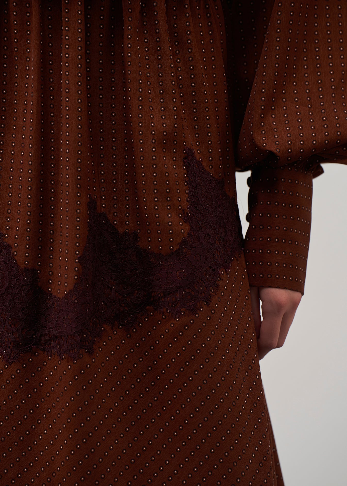 Draped lace-Trim Dress