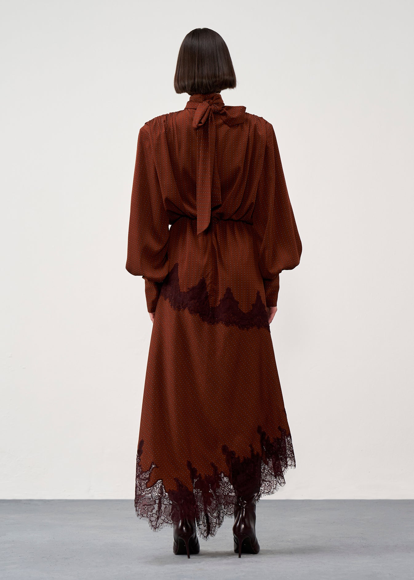 Draped lace-Trim Dress