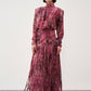 Printed Fringe Midi Dress