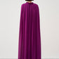 Cape-Sleeve Belted Gown