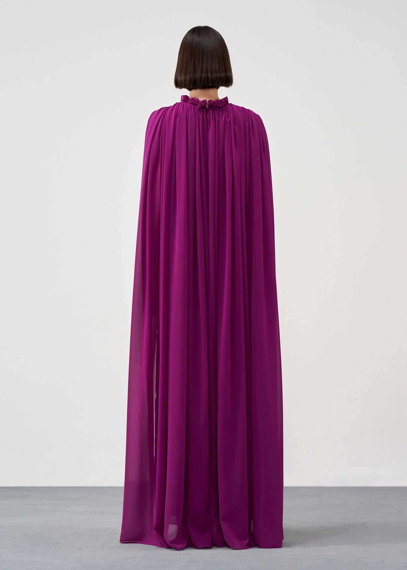 Cape-Sleeve Belted Gown