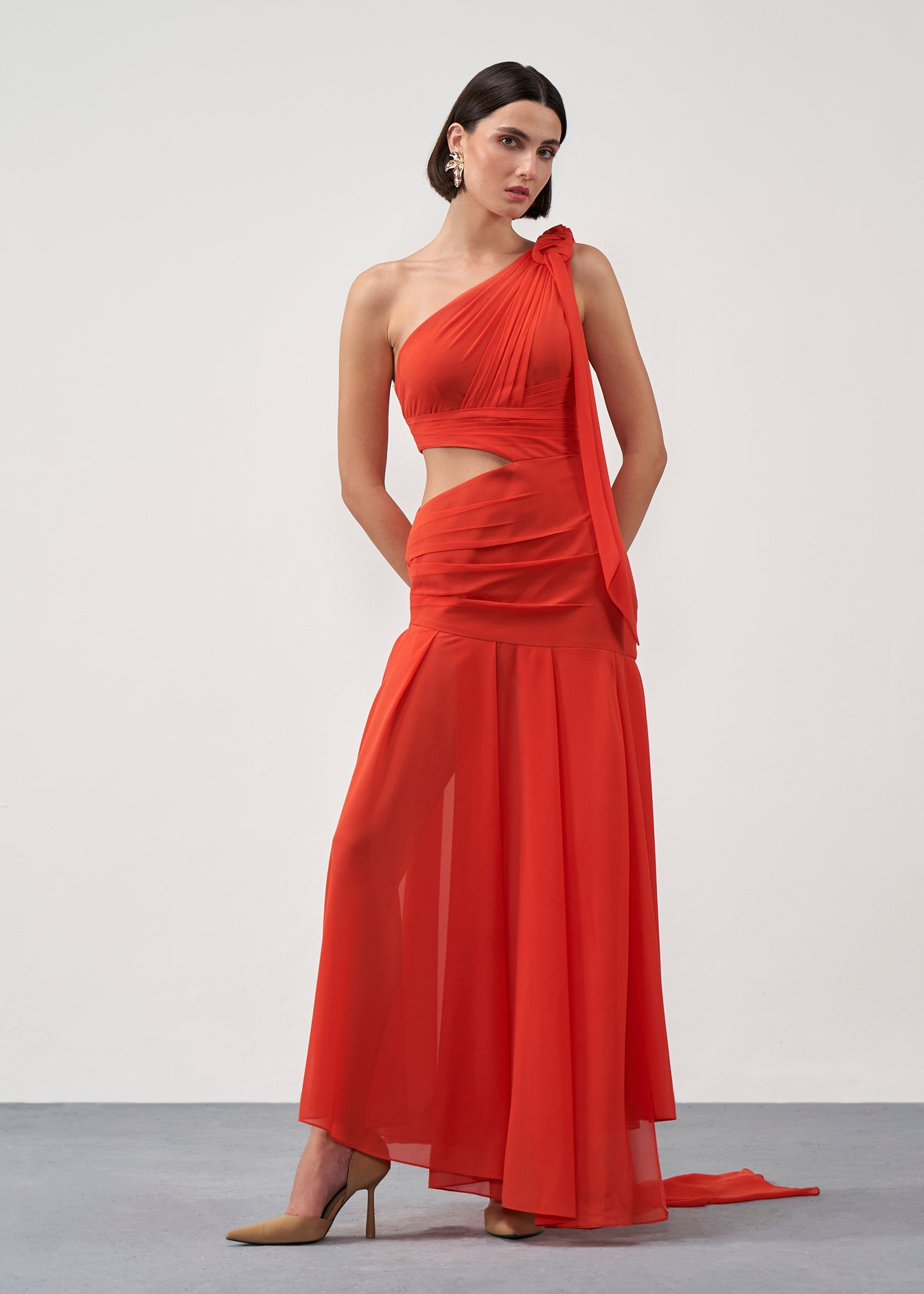 Cut-Out One shoulder Gown