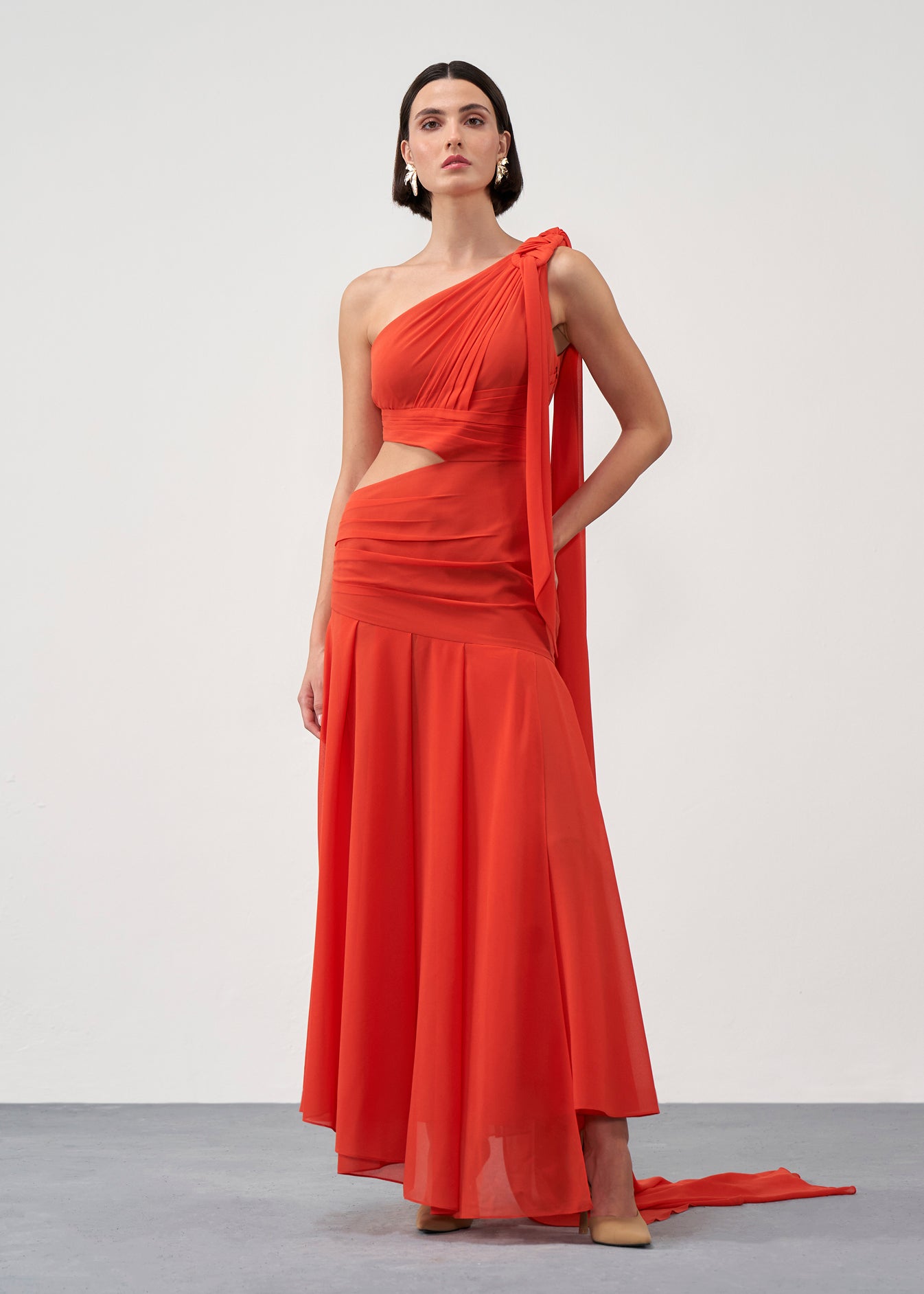 Cut-Out One shoulder Gown