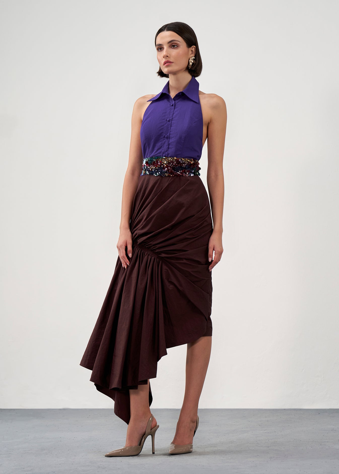 Halter Colour blocking dress